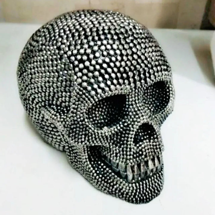 BUF Large Silver/Gold Skull Statue Resin Craft Decorative Ornaments Halloween Decoration Sculpture Home Decor Figures