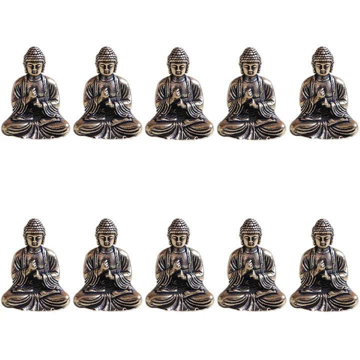10 pieces mini brass sitting Buddha statue figure for travel Buddhism worship home office desk decoration