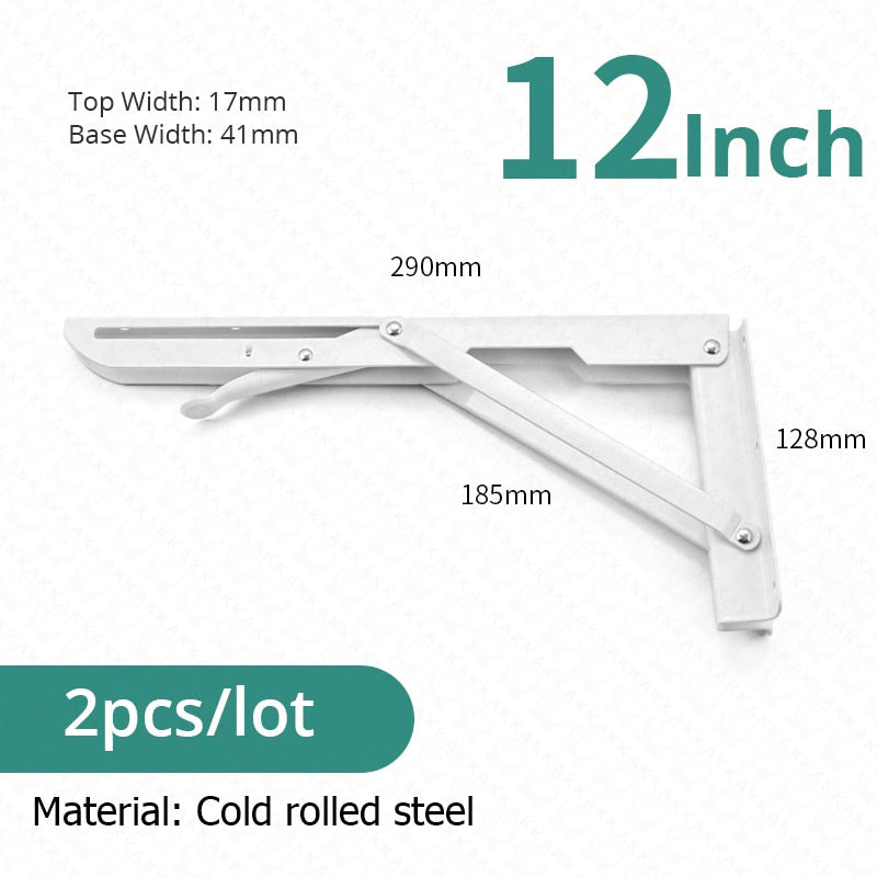 2-piece set collapsible shelf brackets, heavy-duty, made of stainless steel for tables, motorhomes and space-saving