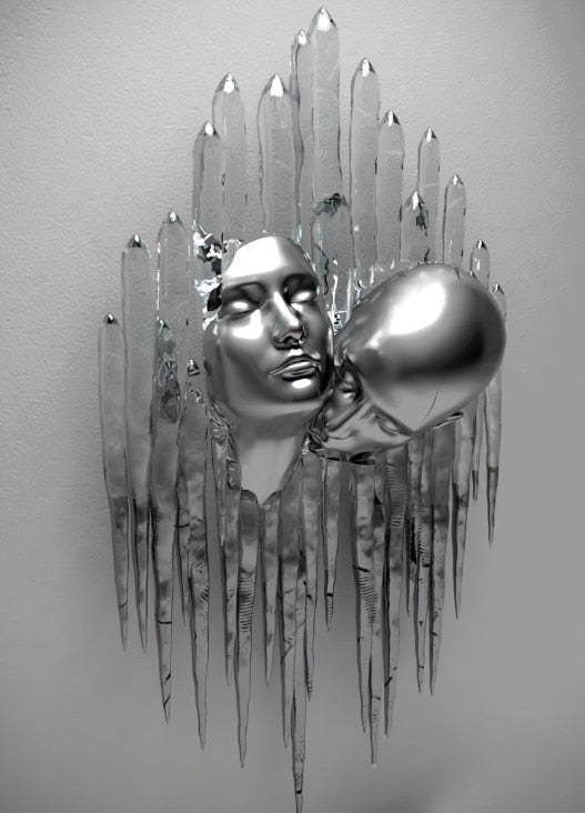 Metal Figure Statues Styles Abstract Canvas Painting Couples Wall Art Love Sculpture Poster Print Home Decor Living Room Gifts