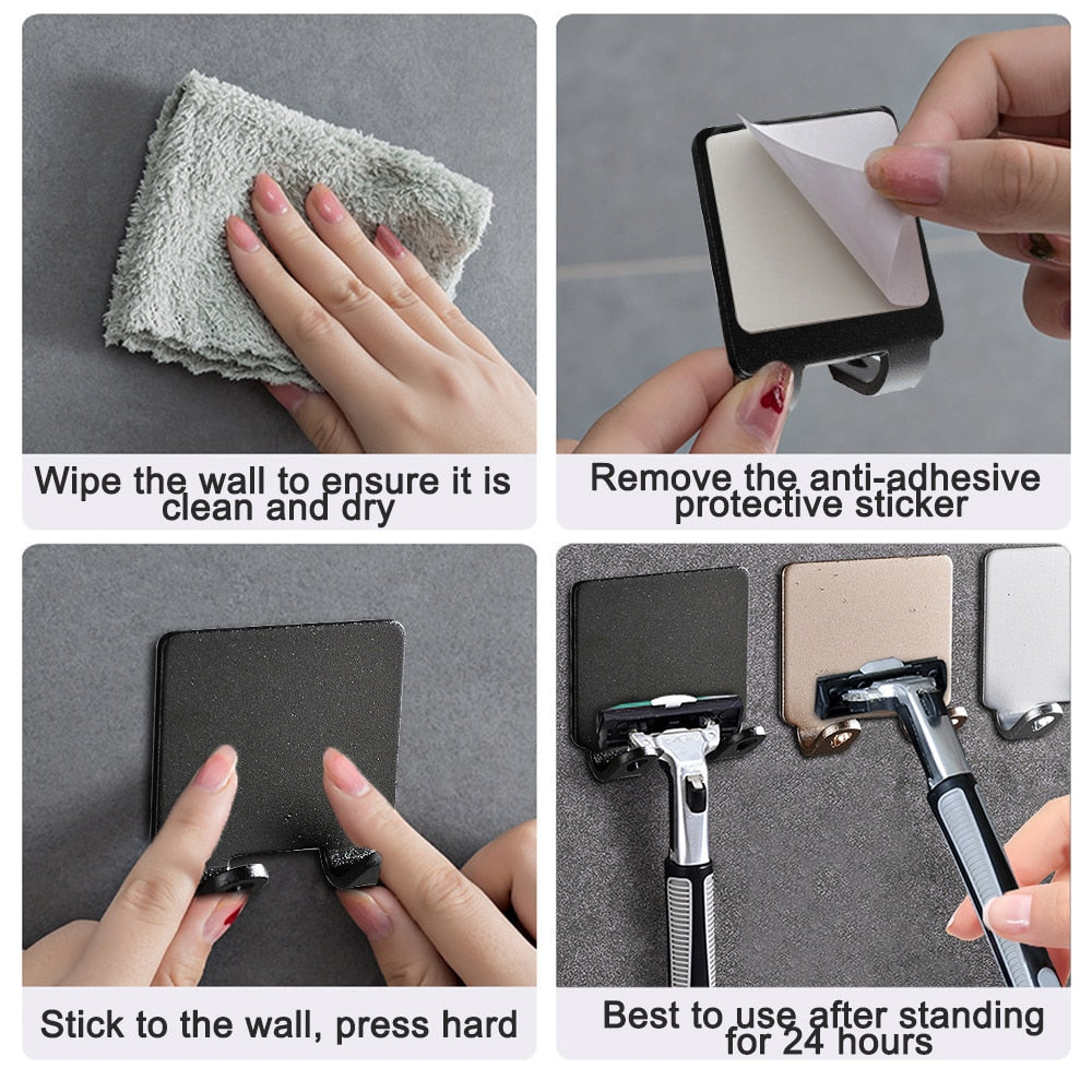 Punch-free Razor Holder Storage Hook (1/2/3 Pieces) - Wall Mounted Men&