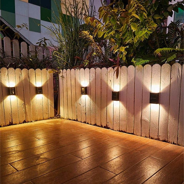 Solar-powered terrace wall light