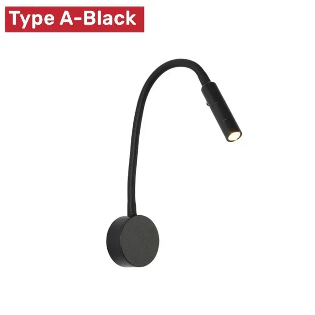 Modern Flexible LED Reading Wall Lamp with Switch for Bedroom and Study - 1W/3W