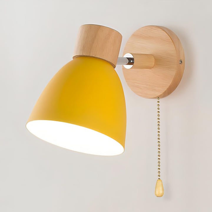 Nordic-modern hanging switch wall lamp made of wood