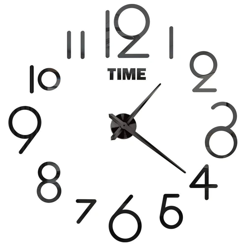 Big Wall Clock DIY 3D Self Adhesive Mirrored Acrylic Wall Clock For Kitchen Dining Room Living Room Creative Home Decor |