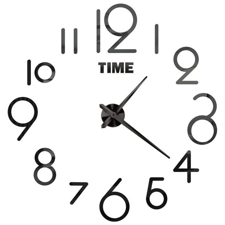 Big Wall Clock DIY 3D Self Adhesive Mirrored Acrylic Wall Clock For Kitchen Dining Room Living Room Creative Home Decor |