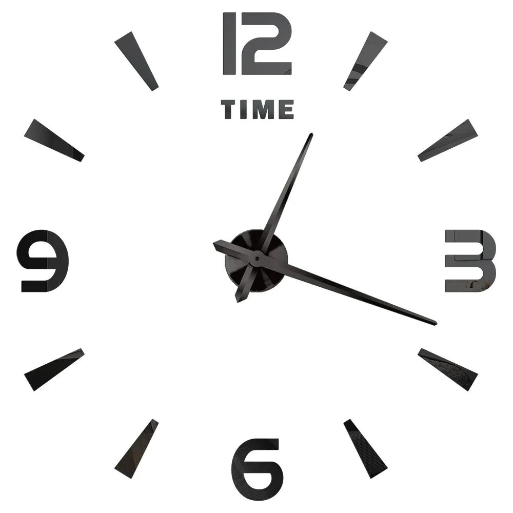 Big Wall Clock DIY 3D Self Adhesive Mirrored Acrylic Wall Clock For Kitchen Dining Room Living Room Creative Home Decor |