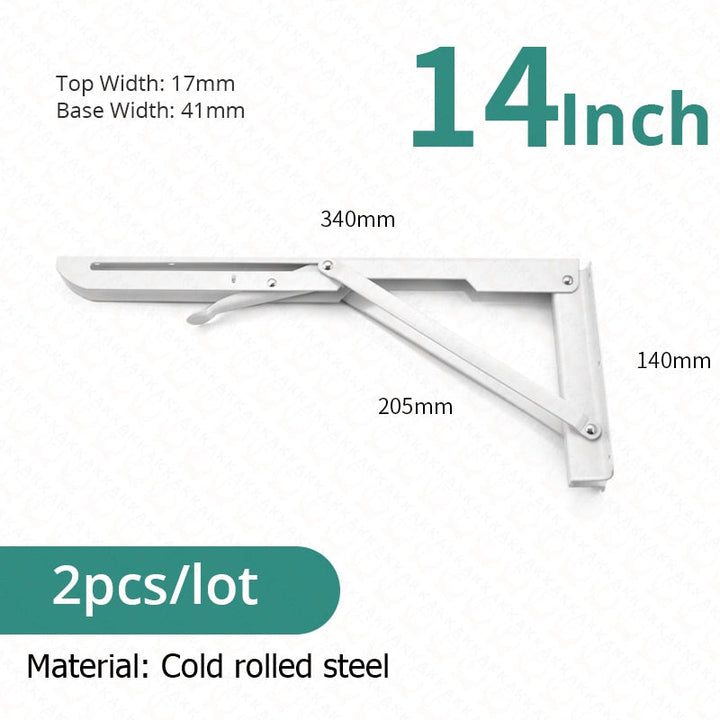 2-piece set collapsible shelf brackets, heavy-duty, made of stainless steel for tables, motorhomes and space-saving
