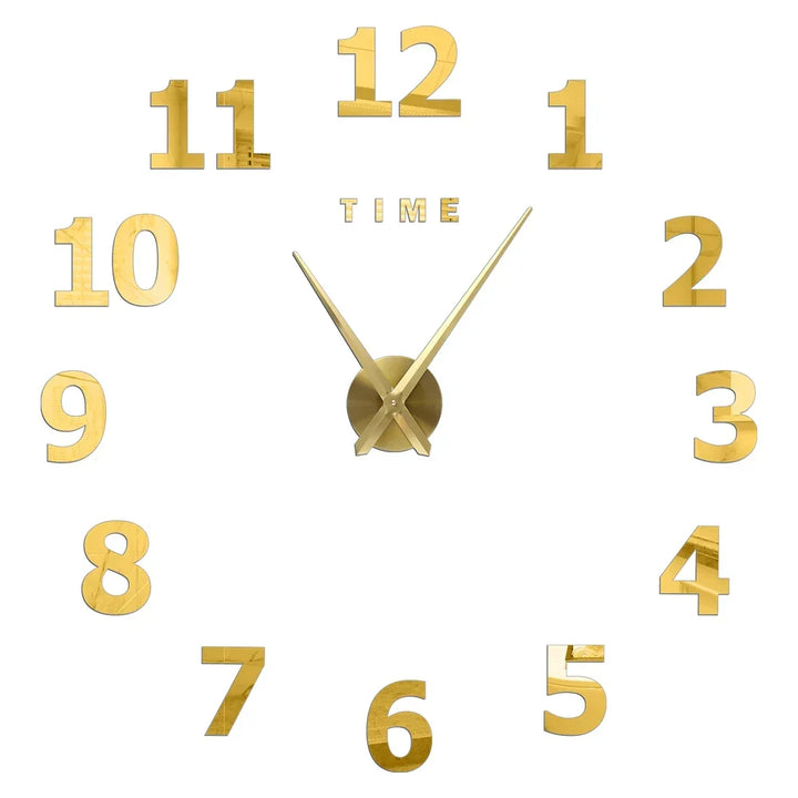 Big Wall Clock DIY 3D Self Adhesive Mirrored Acrylic Wall Clock For Kitchen Dining Room Living Room Creative Home Decor |