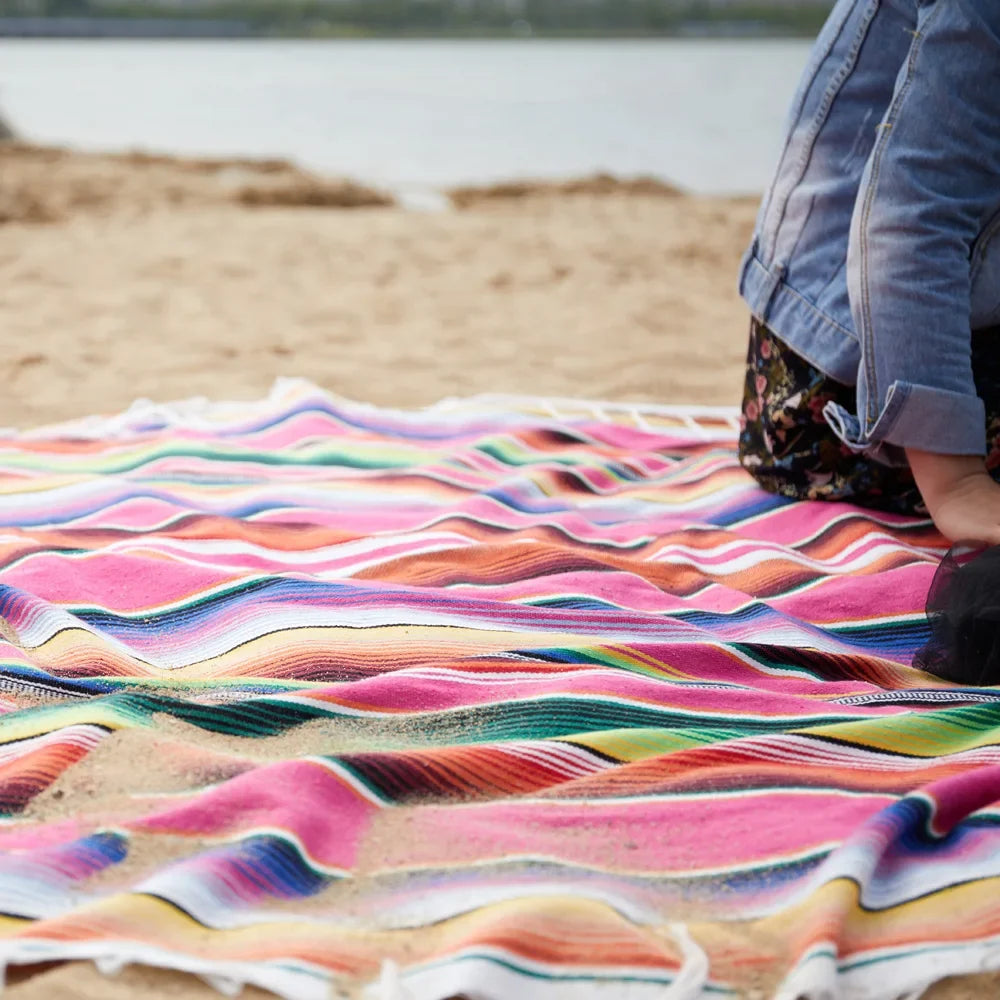 Boho Vibrant Mexican Serape Blanket