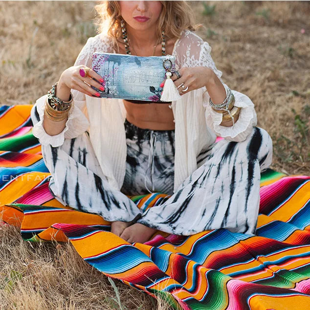 Boho Vibrant Mexican Serape Blanket