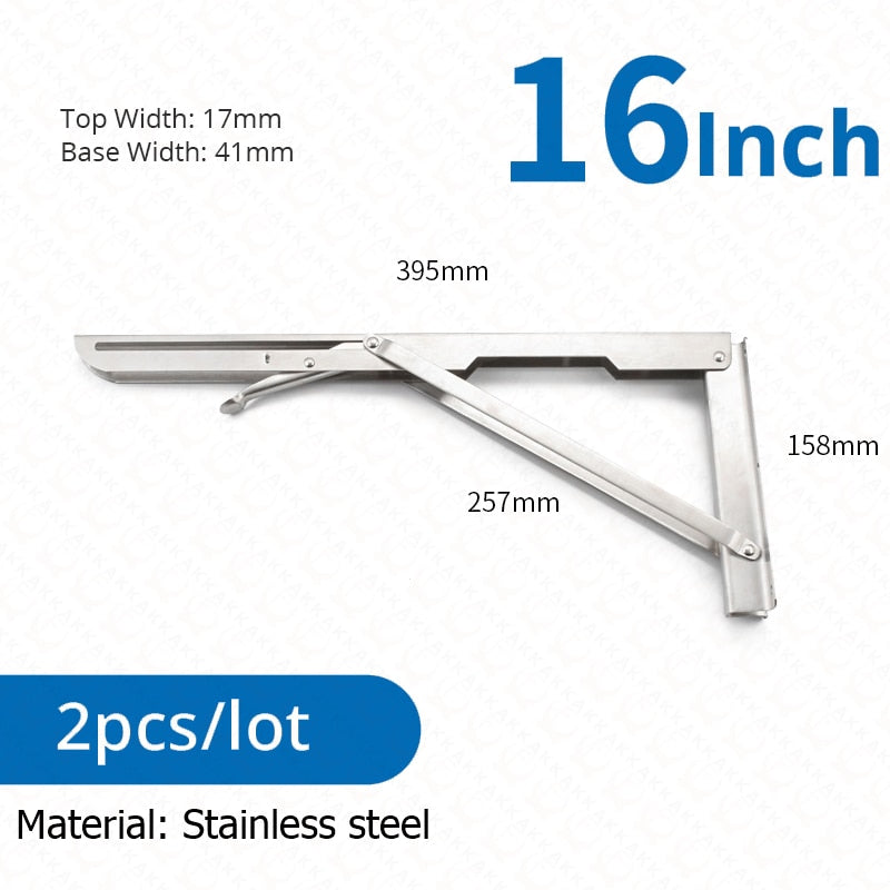 2-piece set collapsible shelf brackets, heavy-duty, made of stainless steel for tables, motorhomes and space-saving