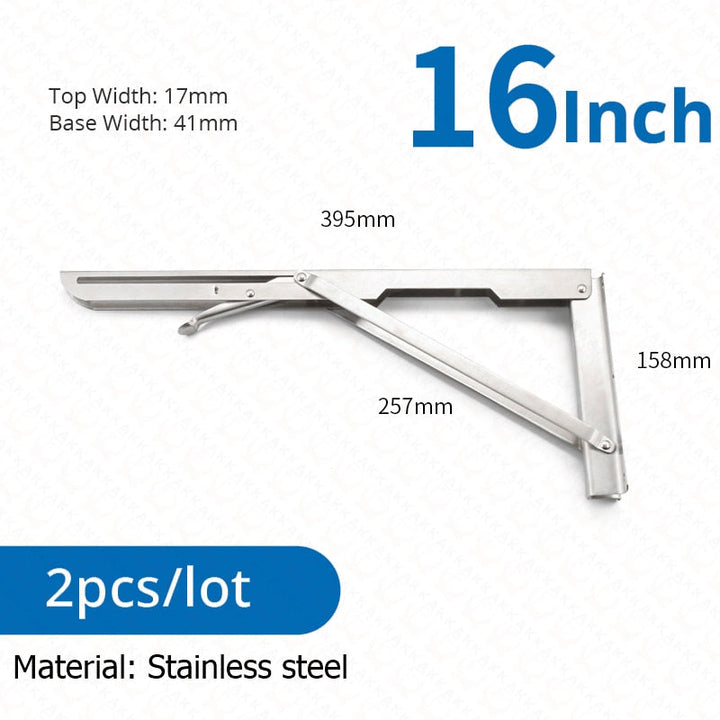 2-piece set collapsible shelf brackets, heavy-duty, made of stainless steel for tables, motorhomes and space-saving