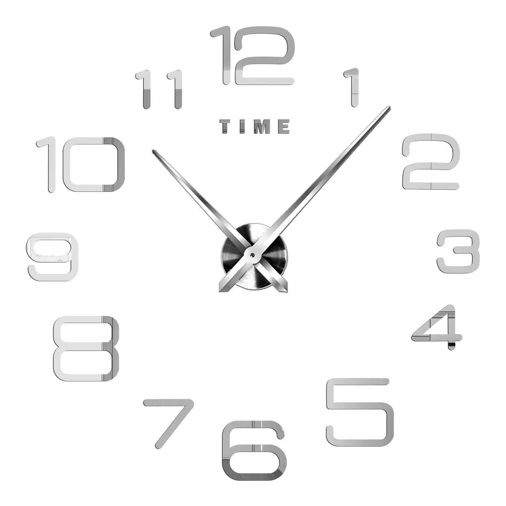 Big Wall Clock DIY 3D Self Adhesive Mirrored Acrylic Wall Clock For Kitchen Dining Room Living Room Creative Home Decor |
