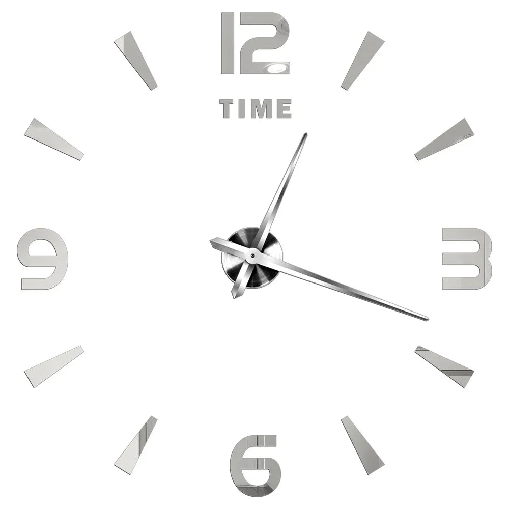 Big Wall Clock DIY 3D Self Adhesive Mirrored Acrylic Wall Clock For Kitchen Dining Room Living Room Creative Home Decor |