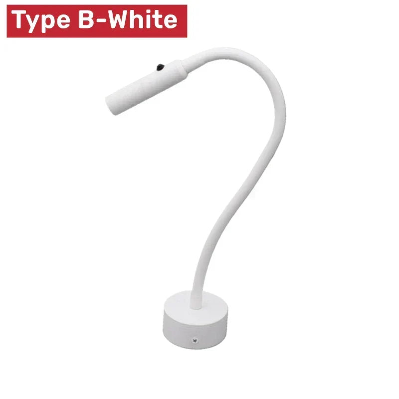 Modern Flexible LED Reading Wall Lamp with Switch for Bedroom and Study - 1W/3W
