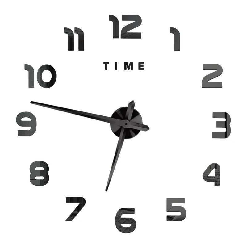 Big Wall Clock DIY 3D Self Adhesive Mirrored Acrylic Wall Clock For Kitchen Dining Room Living Room Creative Home Decor |