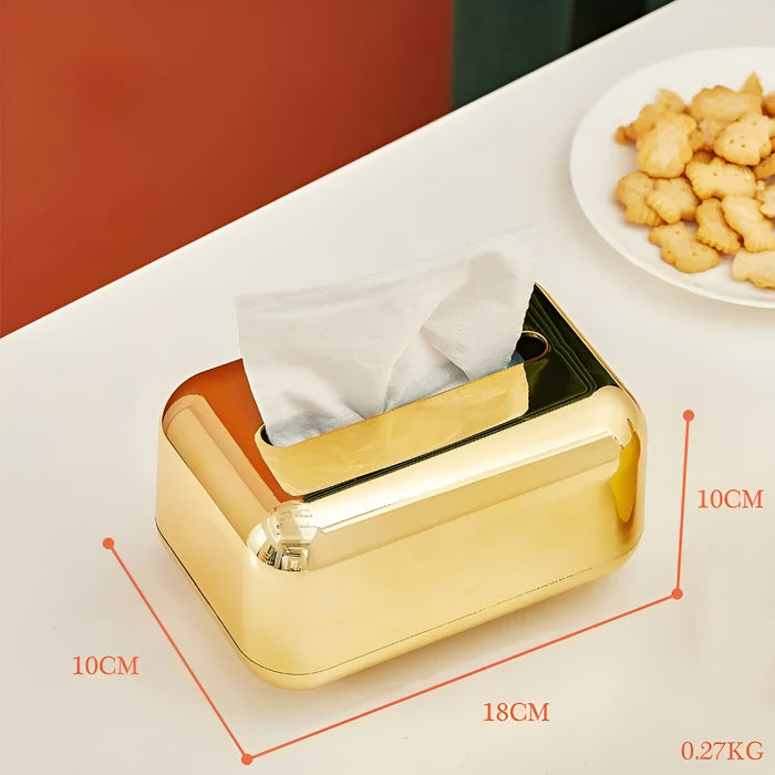 Luxurell Tissue Box | Mirror-Gold Finish | High Gloss Design | Stylish &amp; Neat
