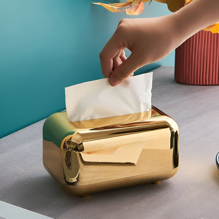 Luxurell Tissue Box | Mirror-Gold Finish | High Gloss Design | Stylish &amp; Neat