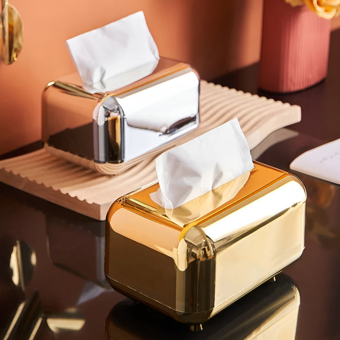 Luxurell Tissue Box | Mirror-Gold Finish | High Gloss Design | Stylish &amp; Neat