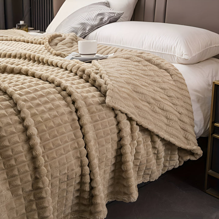 EliteWave Plaid - Ultrafluffy structured coral fleece blanket