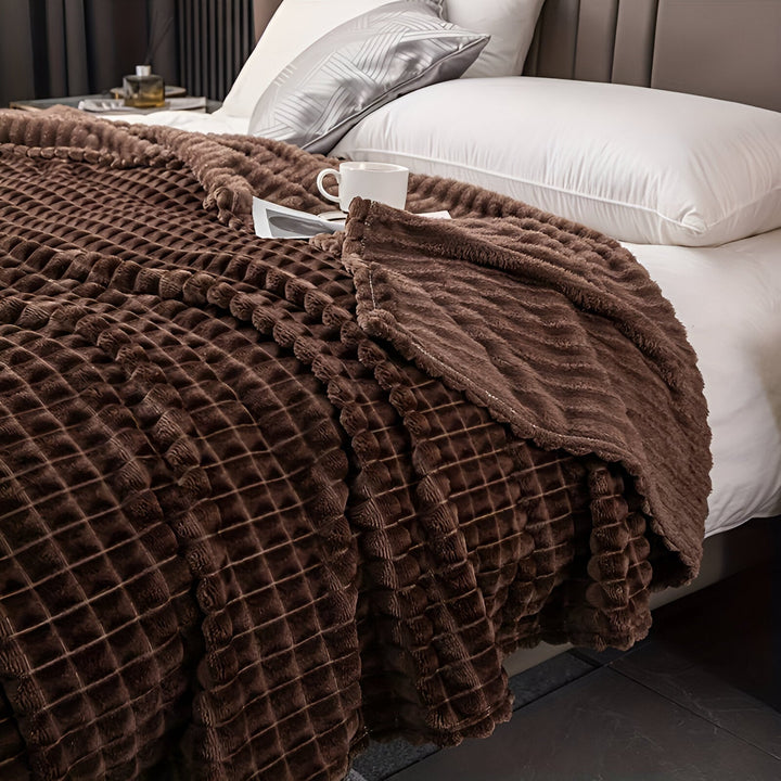 EliteWave Plaid - Ultrafluffy structured coral fleece blanket