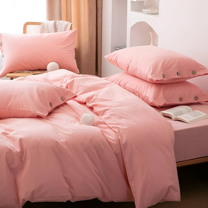 Breathable Cotton Bedding Set with Two Pillowcases