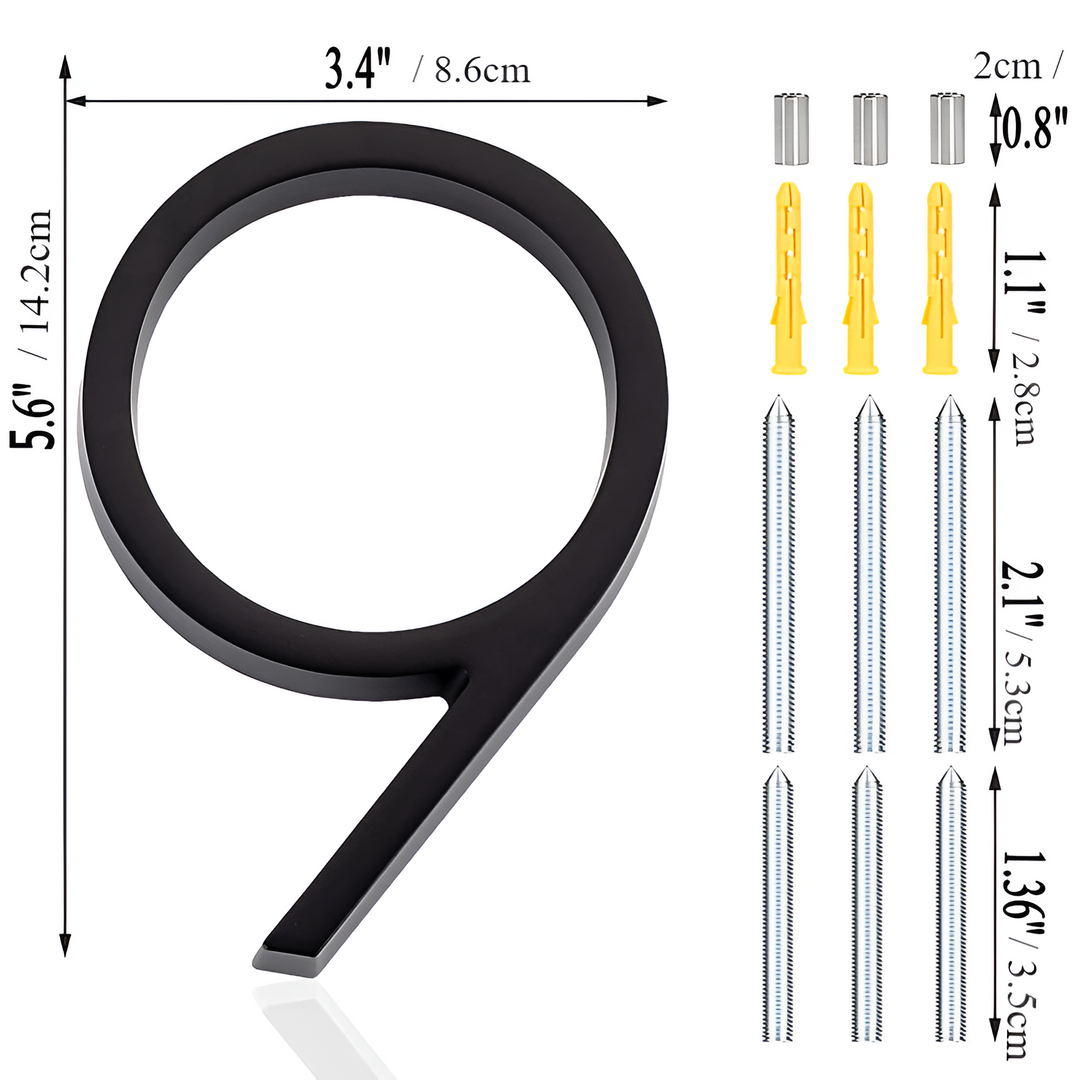 Black Full House Number - House Number Modern - House Number Sign