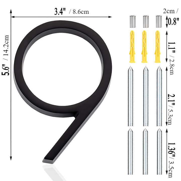 Black Full House Number - House Number Modern - House Number Sign