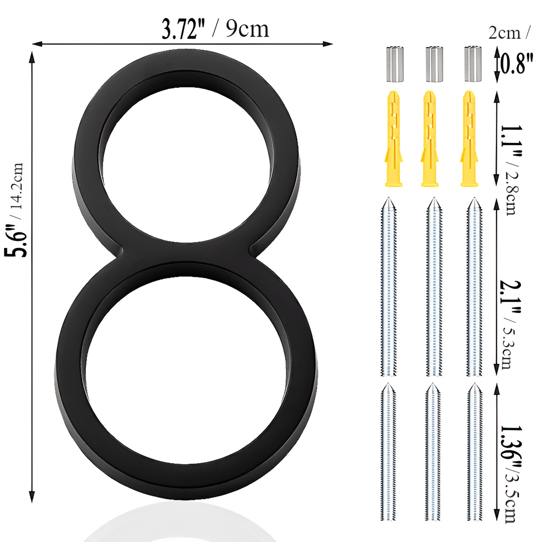 Black Full House Number - House Number Modern - House Number Sign