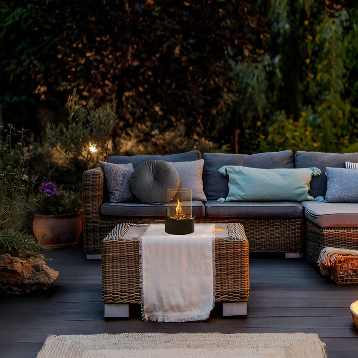 SleekFlame - Stylish black metal base table fire pit