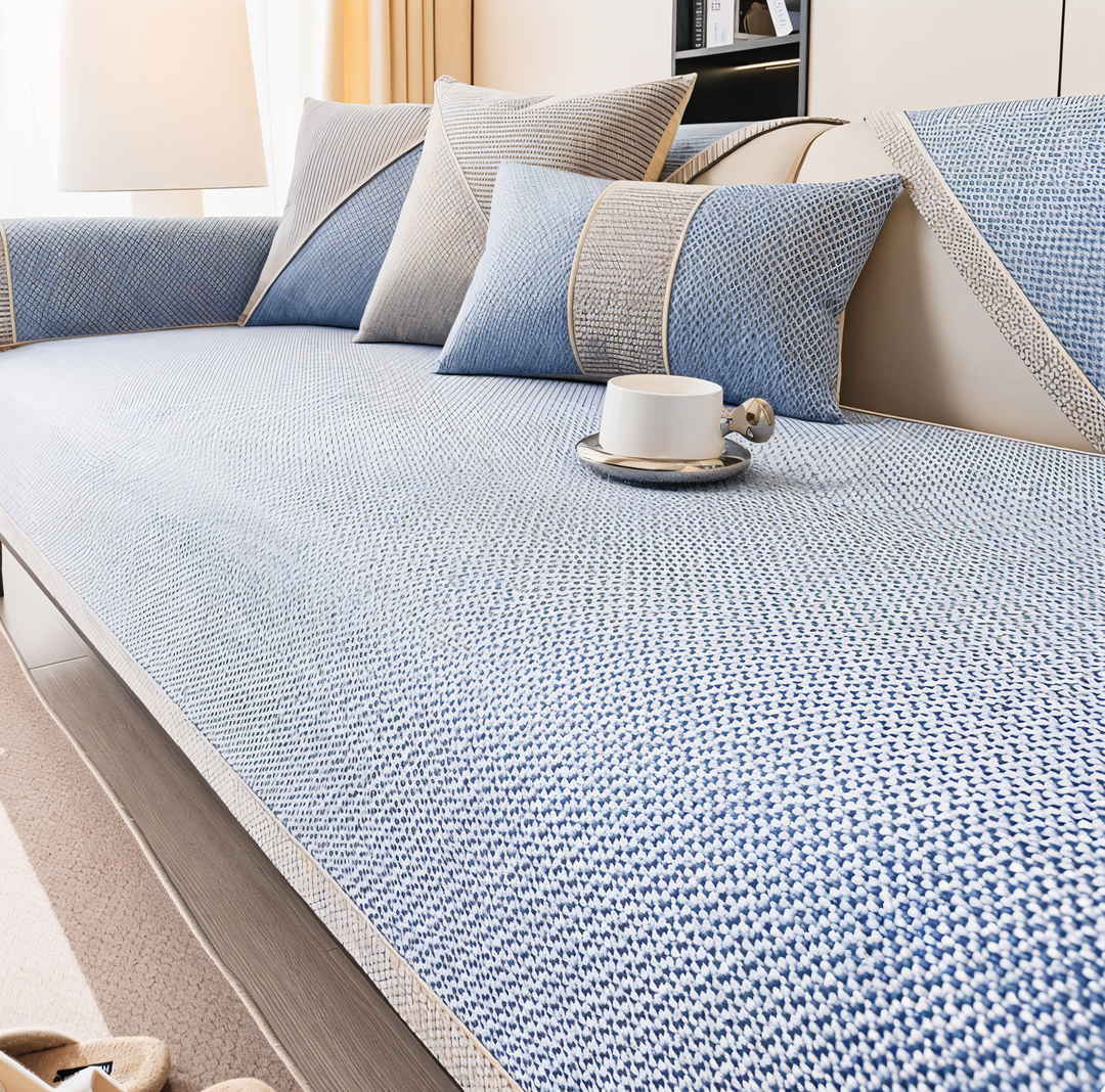 Solid Satin Sofa Cover – Non‑Slip Cotton &amp; Polyester Protector