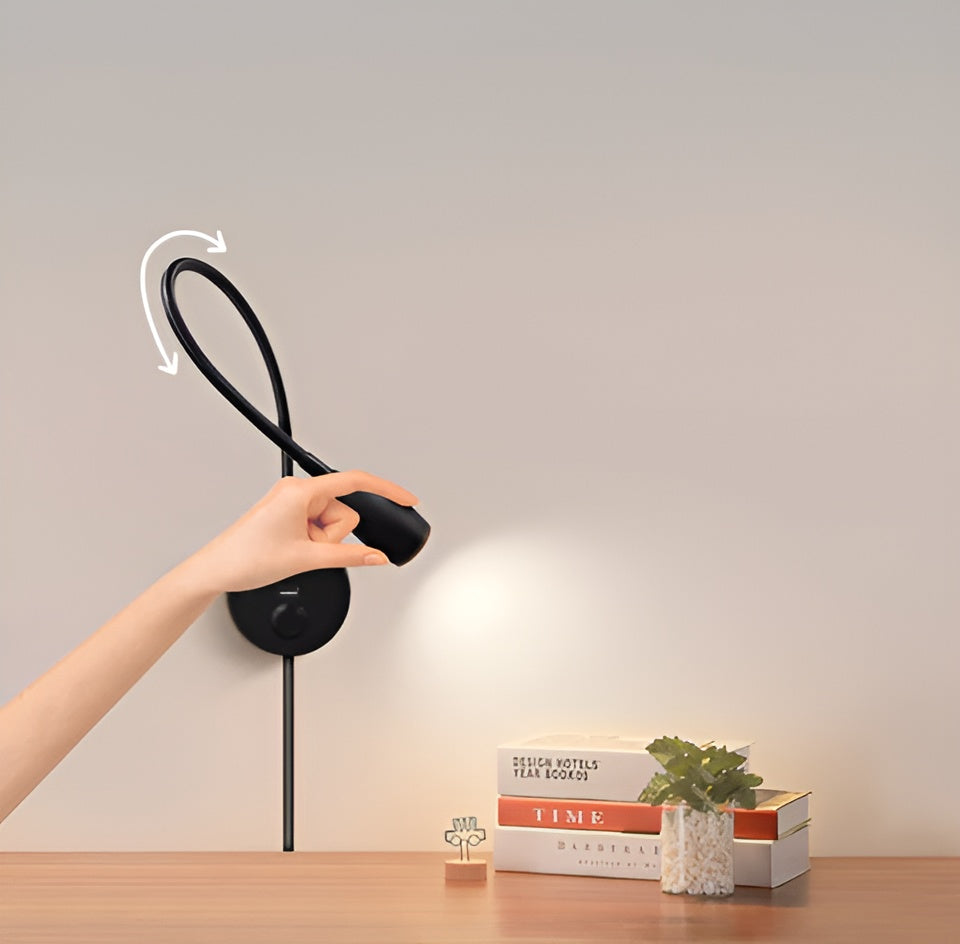 TouchGlow - 2-in-1-Swan-neck wall lamp with USB charger for cozy reading evenings