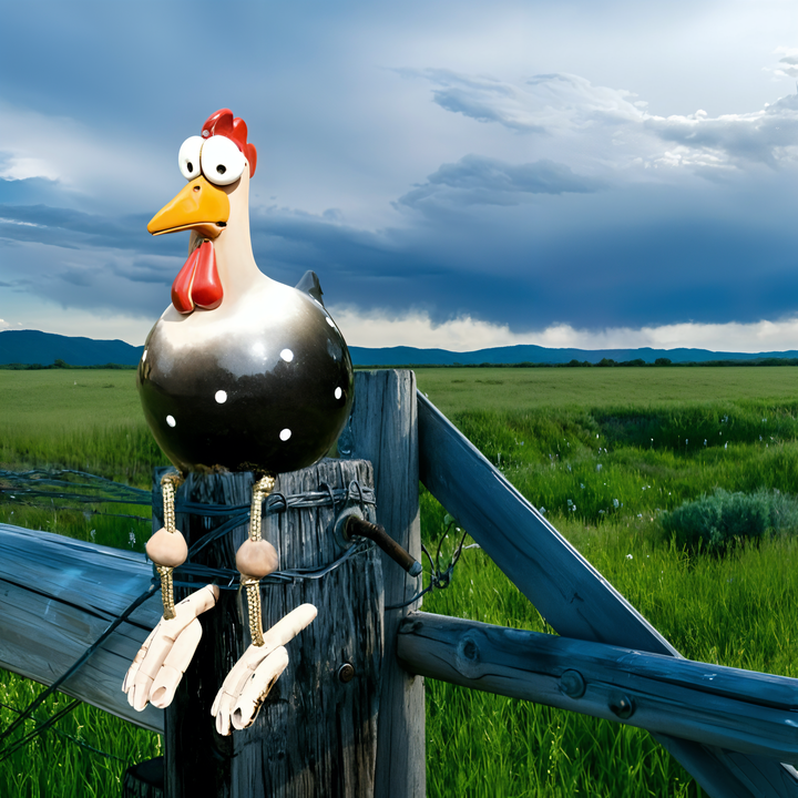 Large Eyes Chicken Statue - Weatherproof Resin Craft - Rooster Garden Statue