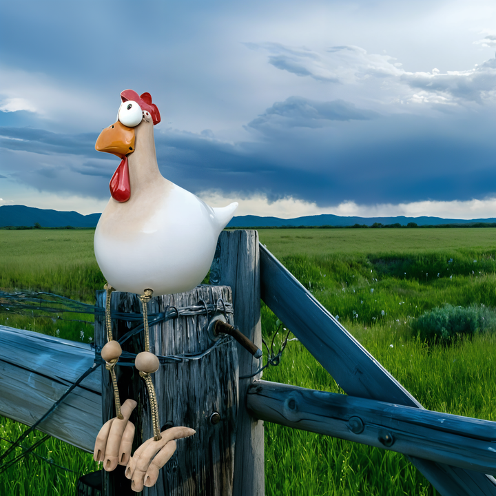 Large Eyes Chicken Statue - Weatherproof Resin Craft - Rooster Garden Statue