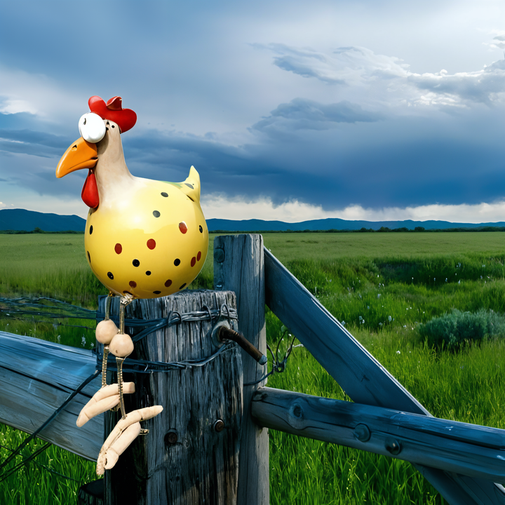 Large Eyes Chicken Statue - Weatherproof Resin Craft - Rooster Garden Statue