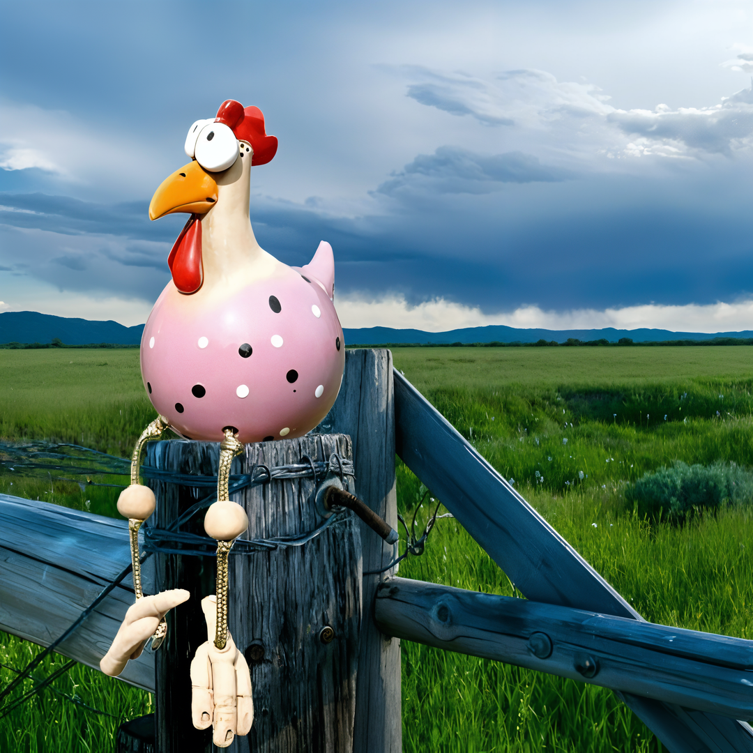 Large Eyes Chicken Statue - Weatherproof Resin Craft - Rooster Garden Statue