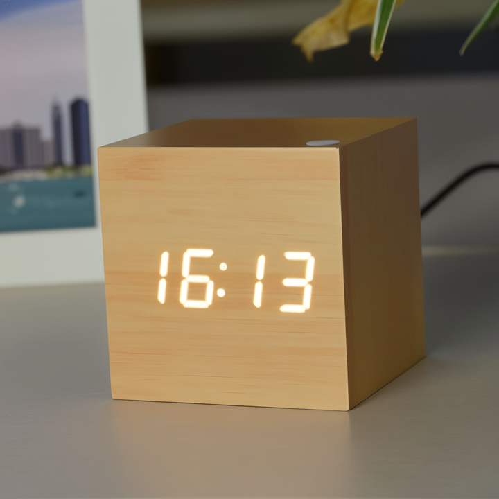 Digital LED Clock - Cube Clock - Wooden Clock