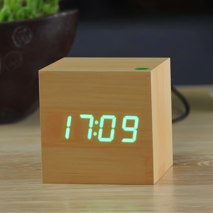 Digital LED Clock - Cube Clock - Wooden Clock