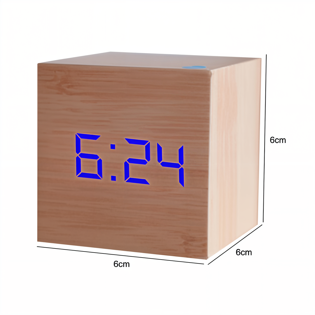 Digital LED Clock - Cube Clock - Wooden Clock
