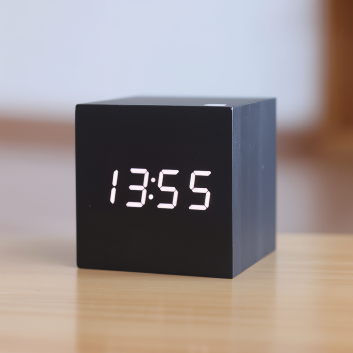 Digital LED Clock - Cube Clock - Wooden Clock