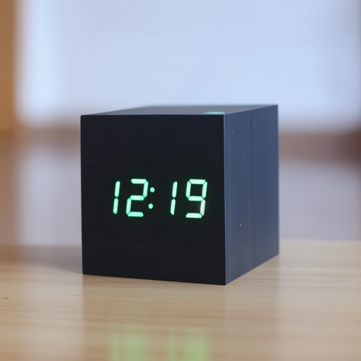 Digital LED Clock - Cube Clock - Wooden Clock