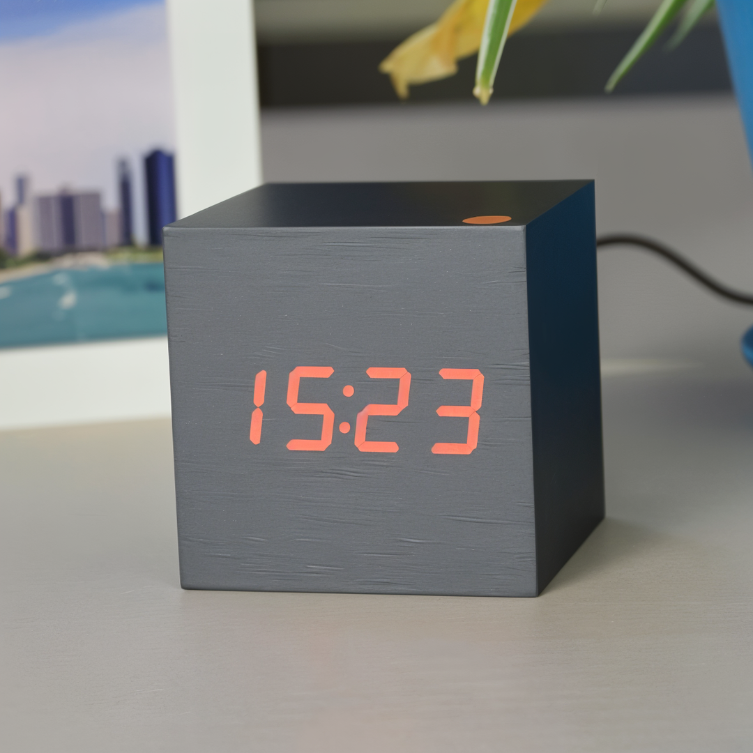 Digital LED Clock - Cube Clock - Wooden Clock