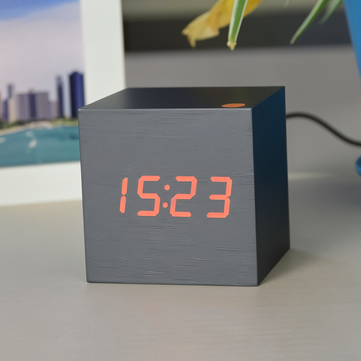 Digital LED Clock - Cube Clock - Wooden Clock