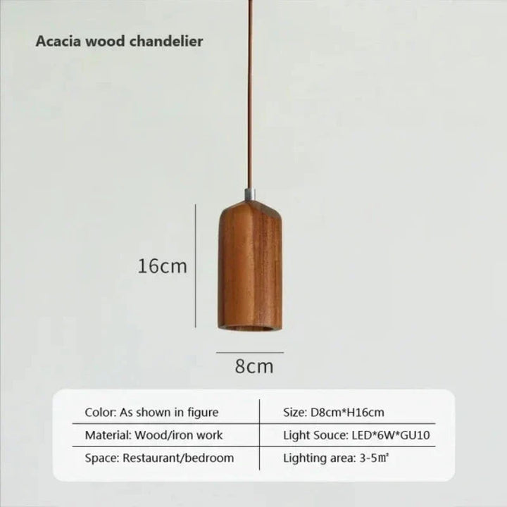 Scandinavian Wooden Pendant Light – Minimalist Design for Living Room and Bedroom | Natural Wood Look