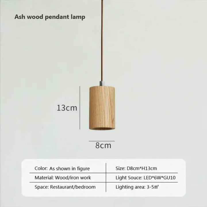 Scandinavian Wooden Pendant Light – Minimalist Design for Living Room and Bedroom | Natural Wood Look