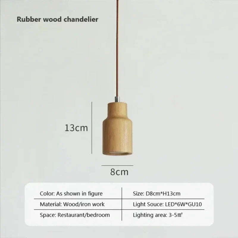 Scandinavian Wooden Pendant Light – Minimalist Design for Living Room and Bedroom | Natural Wood Look