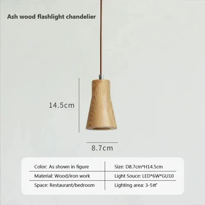 Scandinavian Wooden Pendant Light – Minimalist Design for Living Room and Bedroom | Natural Wood Look