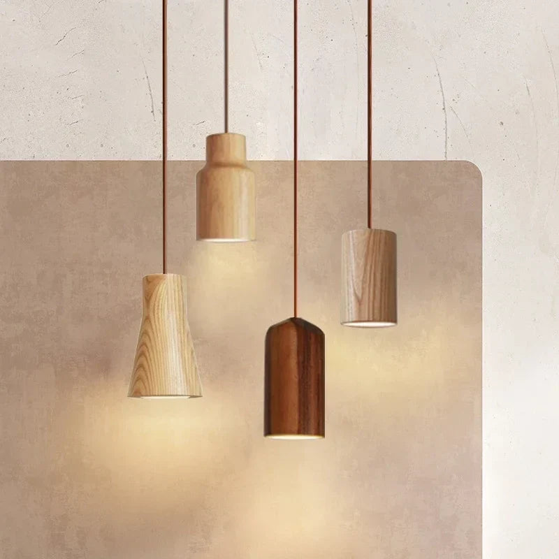 Scandinavian Wooden Pendant Light – Minimalist Design for Living Room and Bedroom | Natural Wood Look
