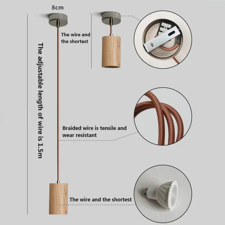 Scandinavian Wooden Pendant Light – Minimalist Design for Living Room and Bedroom | Natural Wood Look